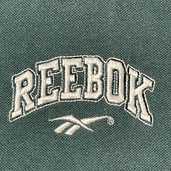 Vintage 90s Reebok Ringer Tee Green‎ & White Logo Shirt XL - Picture 3 of 12
